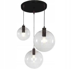 Lampa Wisząca Szklana Kula Black Czarna Lassi 3szt