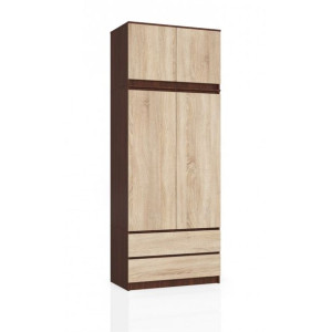 Szafa Z Nadstawką S 90cm 2 Drzwi 2 Szuflady Wenge / Sonoma