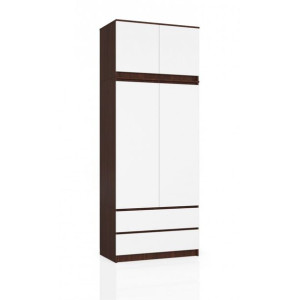 Szafa Z Nadstawką S 90cm 2 Drzwi 2 Szuflady Wenge / Biała