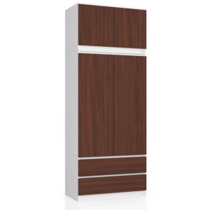 Szafa Z Nadstawką S 90cm 2 Drzwi 2 Szuflady Biała / Wenge
