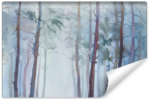 Fototapeta DEKORACYJNA do Salonu Las Malowany Akwarelą 180cm x 120cm