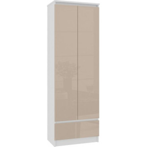 Regał Biurowy Szafa R 60cm Drzwi Biały / Cappuccino Połysk