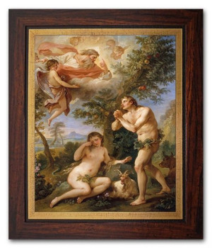 Obraz na płótnie 26x31cm Wygnanie Adama i Ewy Charles-Joseph Natoire