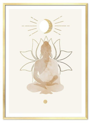Obraz na płótnie 53x73cm plakat w ramie złoty Budda