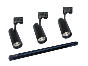 3x Lampa Szynowa LED 23W 4000K Czarna + szyna 1m trójfazowa