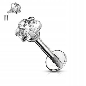 Labret Kolczyk do Brody z Sercem Kryształek SS316L