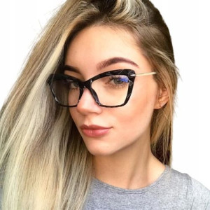 OKULARY ZERÓWKI Eleganckie Motyl Retro Czarne