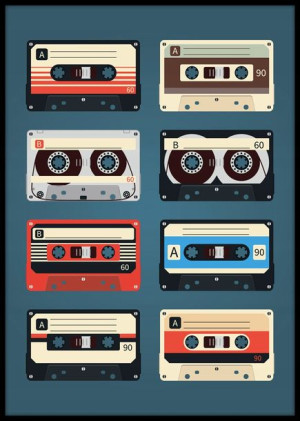 Plakat Retro Kasety Magnetofonowe - 30x40cm