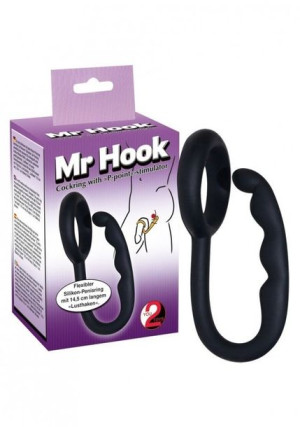 You2Toys Mr.Hook Pierścień na penisa z masażerem analnym, Czarny