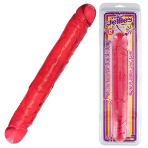 Doc Johnson DOUBLE DONG 12" Realistyczne dwustronne dildo, Czerwone PVC