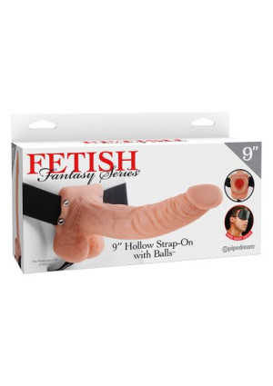 Fetish Fantasy HOLLOW STRAP-ON W BALLS 9'' Realistyczny Strap-On z jądrami,