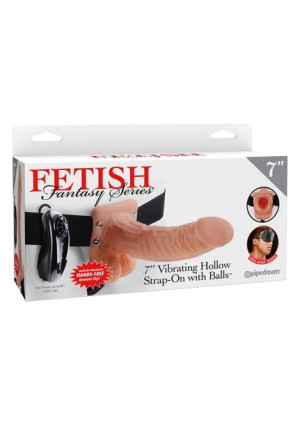 Fetish Fantasy VIBR STRAP-ON W BALLS 7'' Realistyczny Strap-On z wibracjami