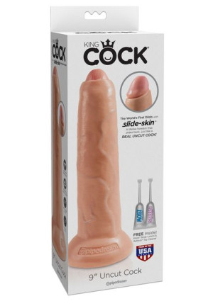 King Cock 9" Realistyczne dildo obrzezane cieliste z przyssawką