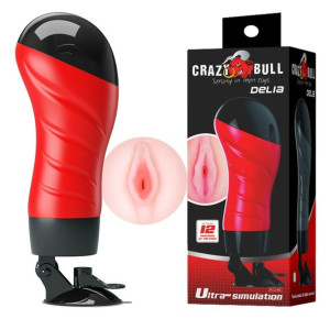 CRAZY BULL DELIA RED - Realistyczny masturbator w pojemniku, Czarwony