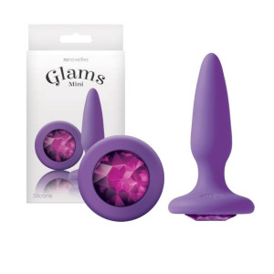 NS Novelties GLAMS MINI Silikonowy korek analny z diamencikiem, Fioletowy