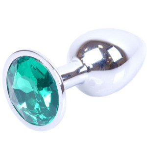 Boss Series Jawellery Silver Korek analny z diamencikiem Green
