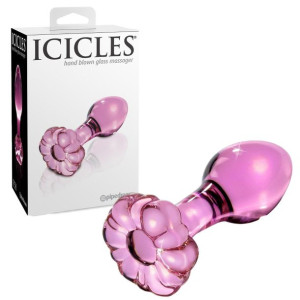 Pipedream ICICLES NO 48 Szklany korek z diamencikiem, Różowy