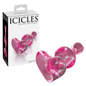 Pipedream ICICLES NO 75 Szklany korek analny z serduszkiem, Czerwony