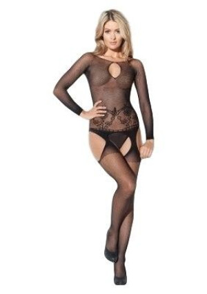 Bodystocking Czarny "Kiss Me"
