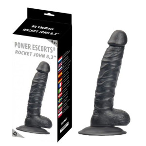 Power Escorts Rocket john 8,3' Realitsyczne dildo z przyssawką, Czarne
