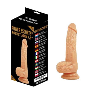 Rocket John 7,8" Sztuczny penis 20 cm cielisty z przyssawką i jądrami