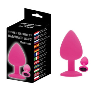 Power Escorts 8 x 3,5 cm / 3,1 x 1,36" Korek analny z diamencikiem, Różowy