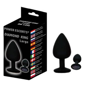 Power Escorts 7,2 x 3,2 cm / 2,8 x 1,26" Korek analny z diamencikiem, Czarn