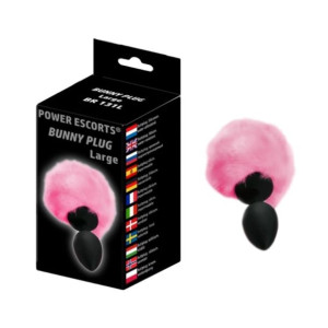 Power Escorts 9,3 x 4,1 cm / 3,8 x 1.6" Korek analny z pomponem, Czarny