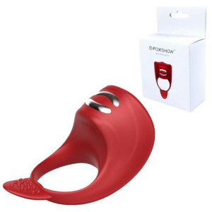 Wibrator-Silicone Ring Red USB 7 Function + Electro stim