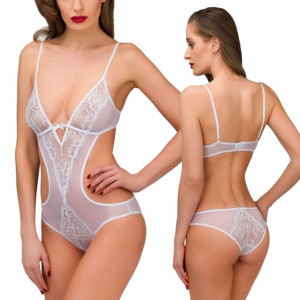 Sensual Teddy Mindy (mesh, lace), white