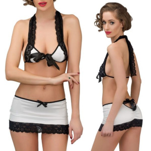 Set of 2 Patty (top, skirt), black/white