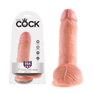 King Cock 7" Realistyczne dildo cieliste z jądrami i przyssawką