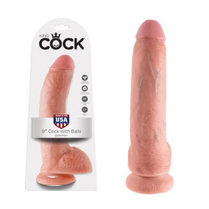 King Cock 9" Realistyczne dildo cieliste z jądrami i przyssawką