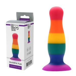 Dream Toys COLOURFUL LOVE Kolorowy korek analny z przyssawką, Silikonowy