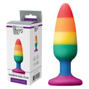 Dream Toys COLOURFUL LOVE RAINBOW ANAL M Kolorowy korek analny z przyssawką