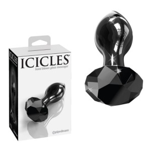 Pipedream ICICLES NO 78 Szklany korek analny z diamencikiem, Czarny