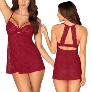 Ivetta babydoll i stringi czerwona