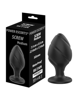 Power Escorts Screw Plug M Korek analny, Czarny Silikonowy