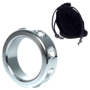 Pierścień-Metal Cock Ring with Cristal Diamonds Small