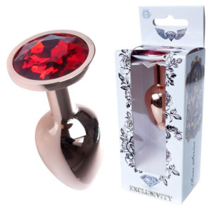 Boss Series Jewellery Red Gold Stalowy korek analny z diamencikiem