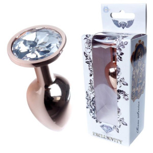 Boss Series Jewellery Red Gold Stalowy korek analny z diamencikiem