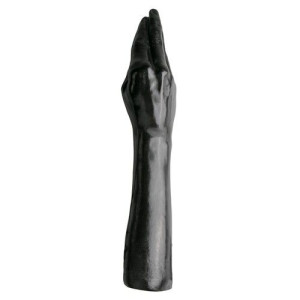 All Black 39 cm - Realistyczne dildo do fistingu - dłoń, Czarna PVC
