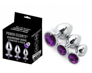 Power Escorts - BR138 - Diamond King Korki Analne z diamentem - 3 szt. Sreb