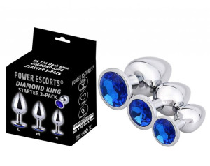 Power Escorts - BR138 - Diamond King Korki Analne z diamentem - 3 szt., Sre