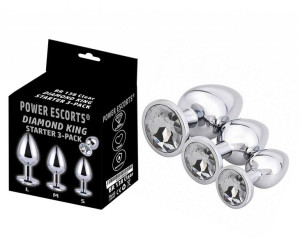 Power Escorts - BR138 - Diamond King Korki analne z diamentem - 3 szt., Sta