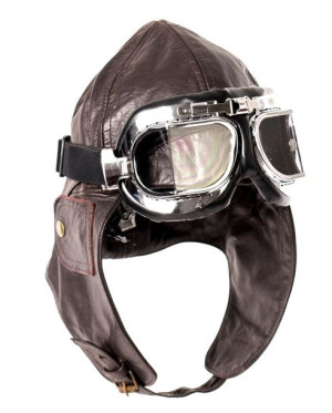 Czapka pilotka na motocykl skórzana brązowa