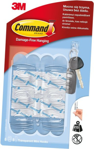 Command 3m Przeźroczyste Haczyki Małe 6szt 17006