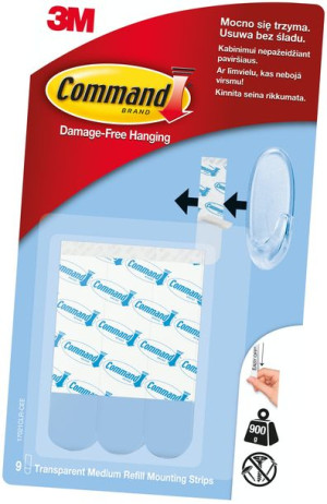 Command 3m Przeźroczyste Paski Średnie 9szt 17021