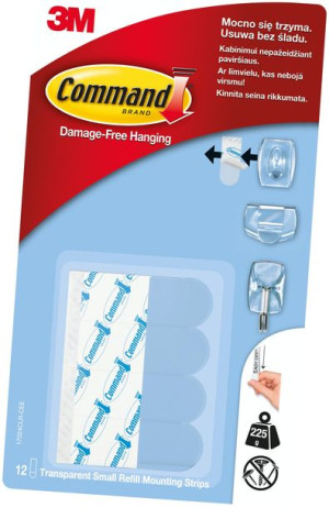 Command 3m Przeźroczyste Paski Małe 12szt 17024