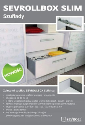 Szuflada Sevroll Box Slim H-84 L-350, SEVROLLBOX Biała lub Grafitowa